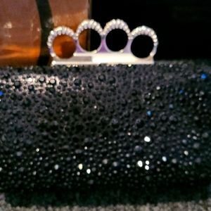 Black sequin evening bag